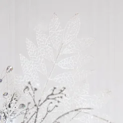Glitter Artificial Leaf Spray Iridescent White (70cmH)