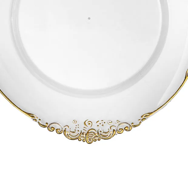 Gold Edge Vintage Charger Plate Pack 4 Clear (35.5cmD)