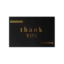 Gold Foil Black Card & Envelope Thank You Pk25 (10x6.5Hcm)