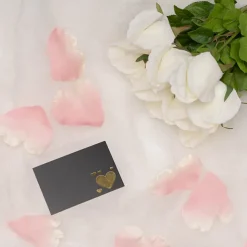 Gold Foil Black Card & Envelope Hearts Pack 25(10x6.5Hcm)