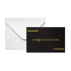 Gold Foil Black Card & Envelope Congrats Pk25 (10x6.5Hcm)