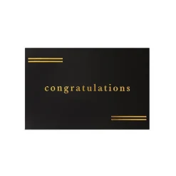 Gold Foil Black Card & Envelope Congrats Pk25 (10x6.5Hcm)