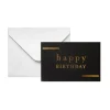 Gold Foil Black Card & Envelope Birthday Pack 25 (10x6.5Hcm)