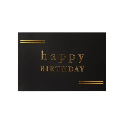 Gold Foil Black Card & Envelope Birthday Pack 25 (10x6.5Hcm)