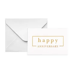 Gold Foil Card & Envelope Anniversary Border Pk25(10x6.5Hcm)