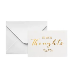 Gold Foil Card & Envelope In Our Thoughts Pack25 (10x6.5Hcm)
