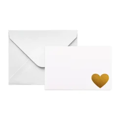 Gold Foil Card & Envelope Mini Heart Pack 25 (10x6.5Hcm)