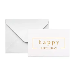 Gold Foil Card & Envelope Birthday Border Pk25 (10x6.5Hcm)