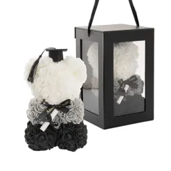 Graduation Amore Rose Bear w Black Bow&Hat Ombre Black(25cmH