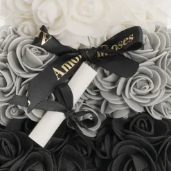 Graduation Amore Rose Bear w Black Bow&Hat Ombre Black(25cmH