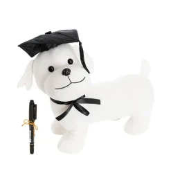 Graduation Signature Calico Dog with Pen White (30cmx25cmHT)