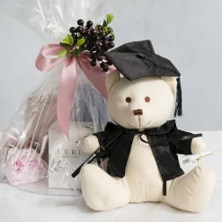 Graduation Signature Calico Teddy Bear w Pen Cream (25cmST)