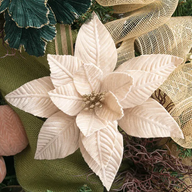 Grand Christmas Poinsettia Pick Nude (27cmDx29cmH)