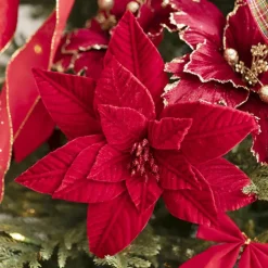 Grand Christmas Poinsettia Pick Red (27cmDx29cmH)