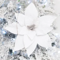 Grand Christmas Poinsettia Pick White (27cmDx29cmH)