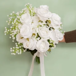 Grandiflora Rose x 9 Heads Bouquet White (7cmDx46cmH)