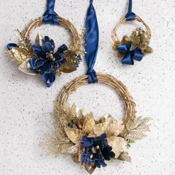 Grapevine Rattan Wreath Round Gold (20cmD)