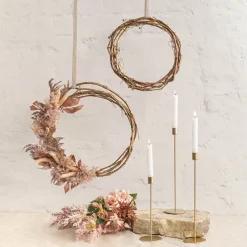 Grapevine Rattan Wreath Round Gold (40cmD)