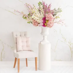 Grecian Fibreglass Urn Limestone White (36cmDx50cmH)