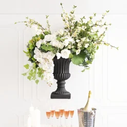 Grecian Fibreglass Urn Limestone Black (36cmDx50cmH)