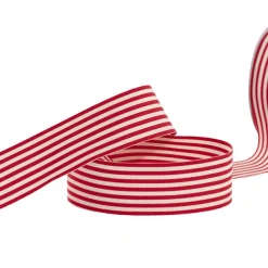 Grosgrain Ribbon Fine Stripes Red & White (38mmx20m)