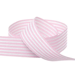 Grosgrain Ribbon Fine Stripes Baby Pink & White (25mmx20m)