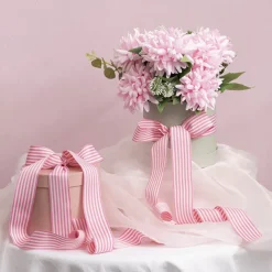 Grosgrain Ribbon Fine Stripes Baby Pink & White (38mmx20m)