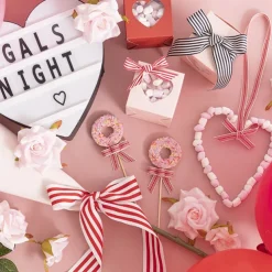 Grosgrain Ribbon Fine Stripes Red & White (15mmx20m)