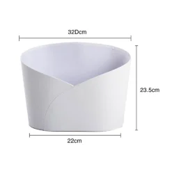 Hamper Bucket Oval Large White (32x22x23.5cmH)