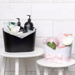 Hamper Bucket Oval Medium White (26.5x18.5x18cmH)