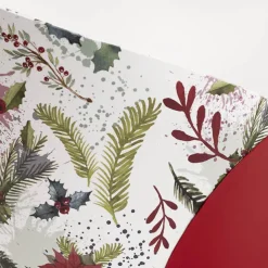 Hamper Bucket Oval Poinsettia Holly White Red (30x21x21cmH)