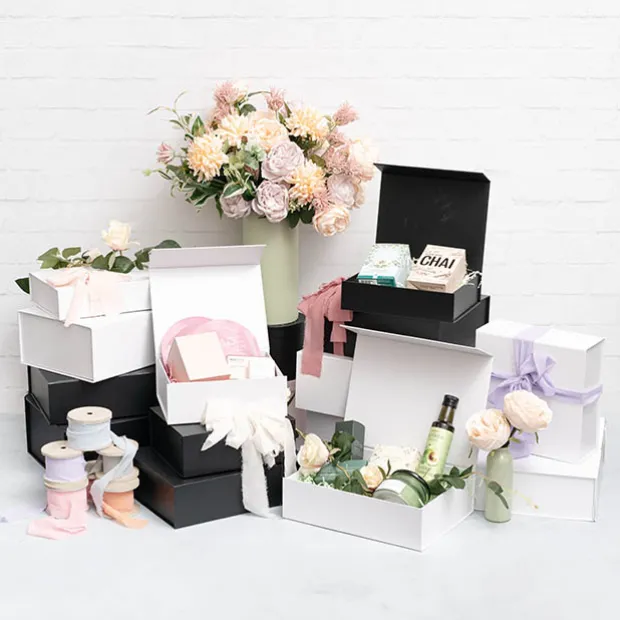 Hamper Gift Box Magnetic Flap Tall Small Black (25x20x9cmH)