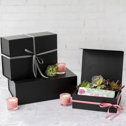 Hamper Gift Box Magnetic Flap Tall Medium Black(32x24x12cmH)