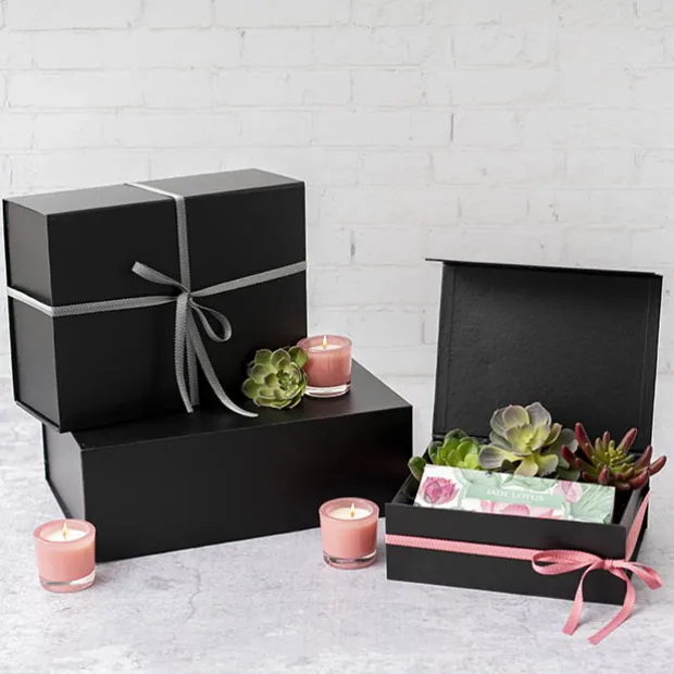 Hamper Gift Box Magnetic Flap Tall Medium Black(32x24x12cmH)