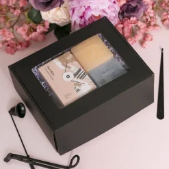 Hamper Gift Box PVC Window Small Black (26.5x20.5x10.4cmH)