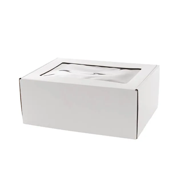 Hamper Gift Box PVC Window Medium White (31.5x22.5x12.5cmH)
