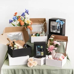 Hamper Gift Box PVC Window Medium White (31.5x22.5x12.5cmH)