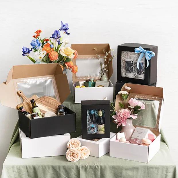 Hamper Gift Box PVC Window Medium White (31.5x22.5x12.5cmH)