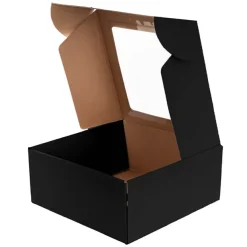Hamper Gift Box PVC Window Square Black (29.5x28.5x12.5cmH)