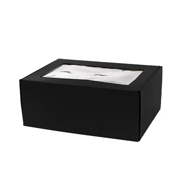 Hamper Gift Box PVC Window Medium Black (31.5x22.5x12.5cmH)