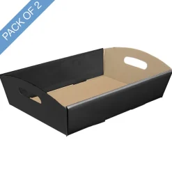 Hamper Tray Flat Pack Large Black Pack 2 (45x30x9cmH)