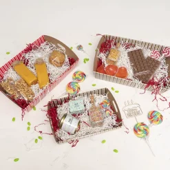 Hamper Tray Flat Pack Medium Stripes Gold Pk2 (34x22x7cmH)