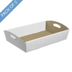 Hamper Tray Flat Pack Medium White Pack 2 (34x22x7cmH)