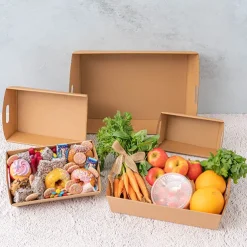 Hamper Tray Flat Pack Small Kraft Brown (30x19x6cmH)