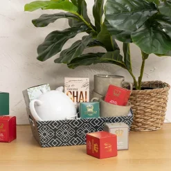 Hamper Tray Rigid Art Deco Lattice Lge Charcoal(33x23x12cmH)