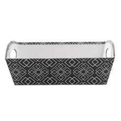 Hamper Tray Rigid Art Deco Lattice Lge Charcoal(33x23x12cmH)