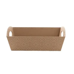 Hamper Tray Rigid Art Deco Lattice Large Kraft (33x23x12cmH)