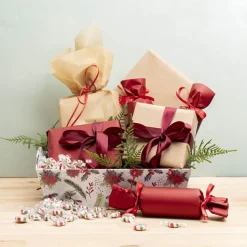 Hamper Tray Rigid Christmas Flora Large White (33x23x12cmH)