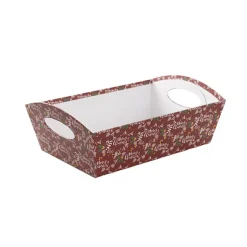 Hamper Tray Rigid Merry Christmas Large Red (33x23x12cmH)