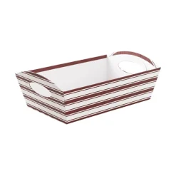 Hamper Tray Rigid Stripes Large Red White (33x23x12cmH)
